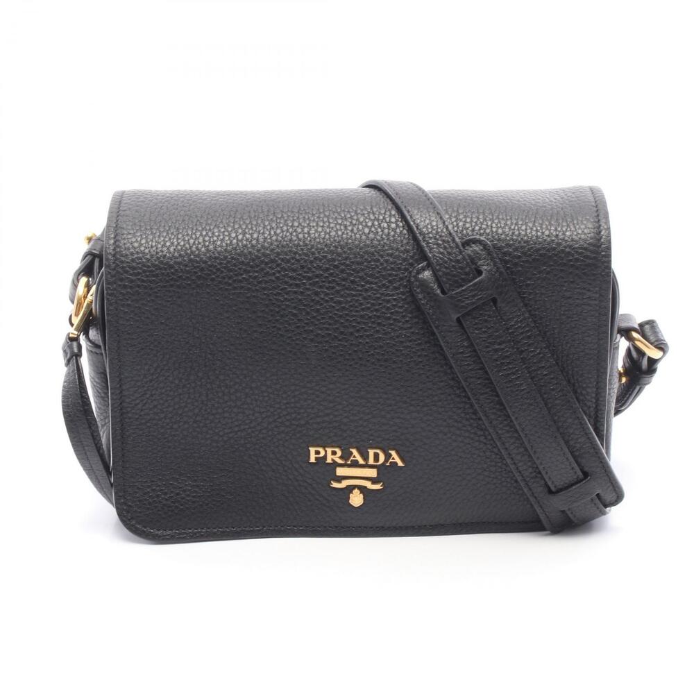 Prada Vitello Phenix Leather Shoulder Bag Black